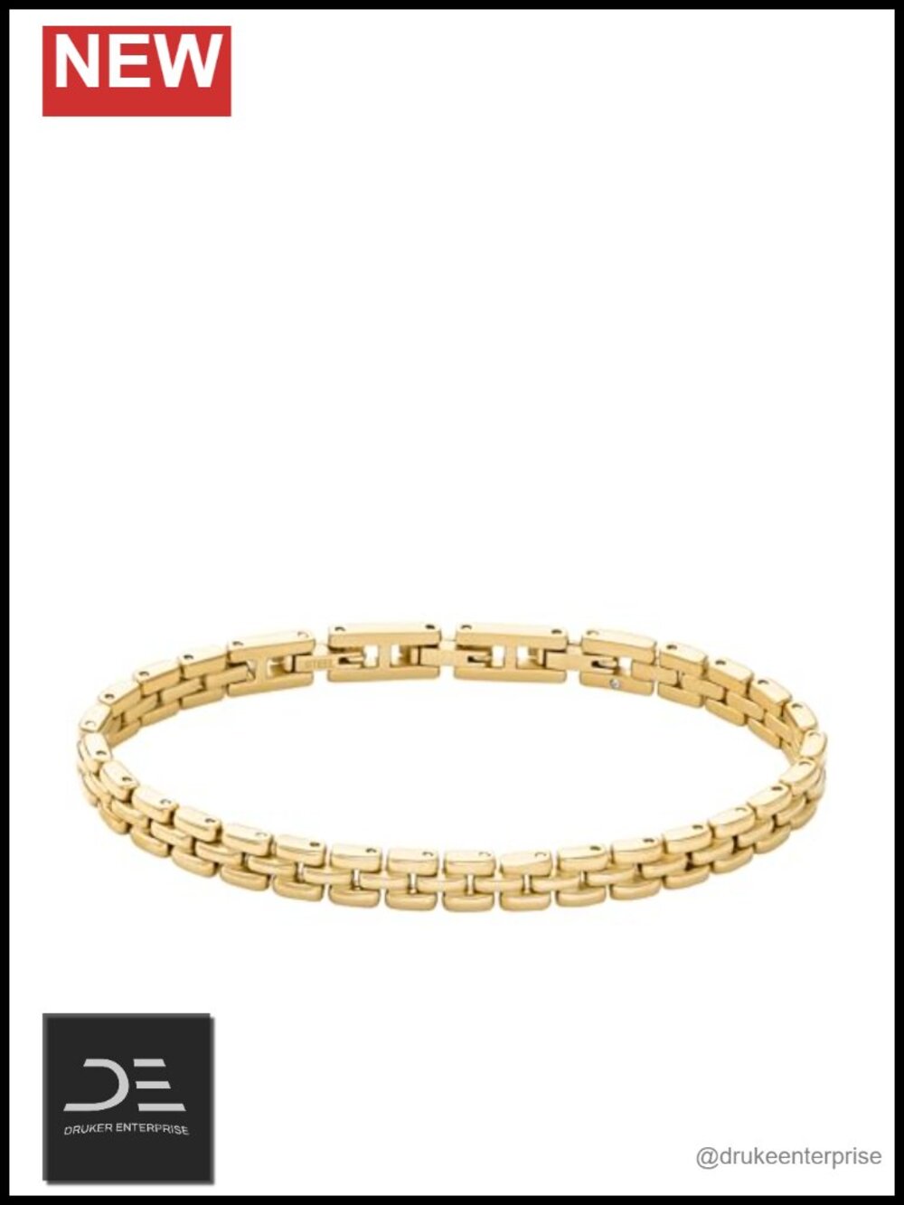 Fossil Heritage D Link Stainless Steel Chain Bracelet Women's Fold Over Closure